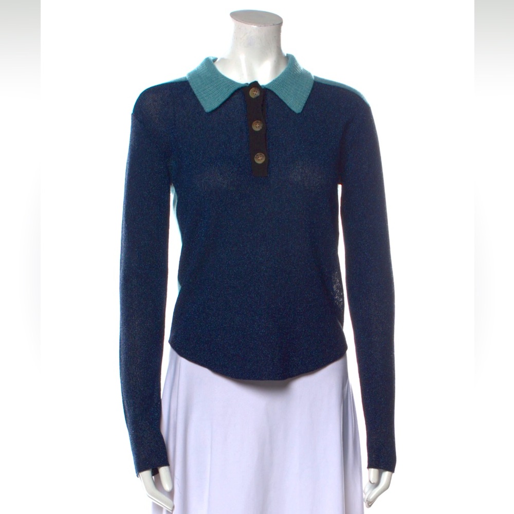 Rachel Comey Long Sleeve Collar Knot Top .